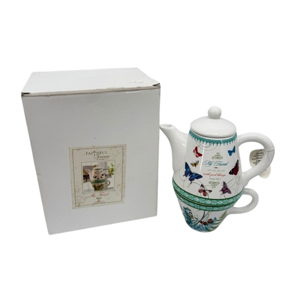 Giftcraft Faithful Journey Tea For One Butterfly Religious Psalm 103:5 NEW Gift